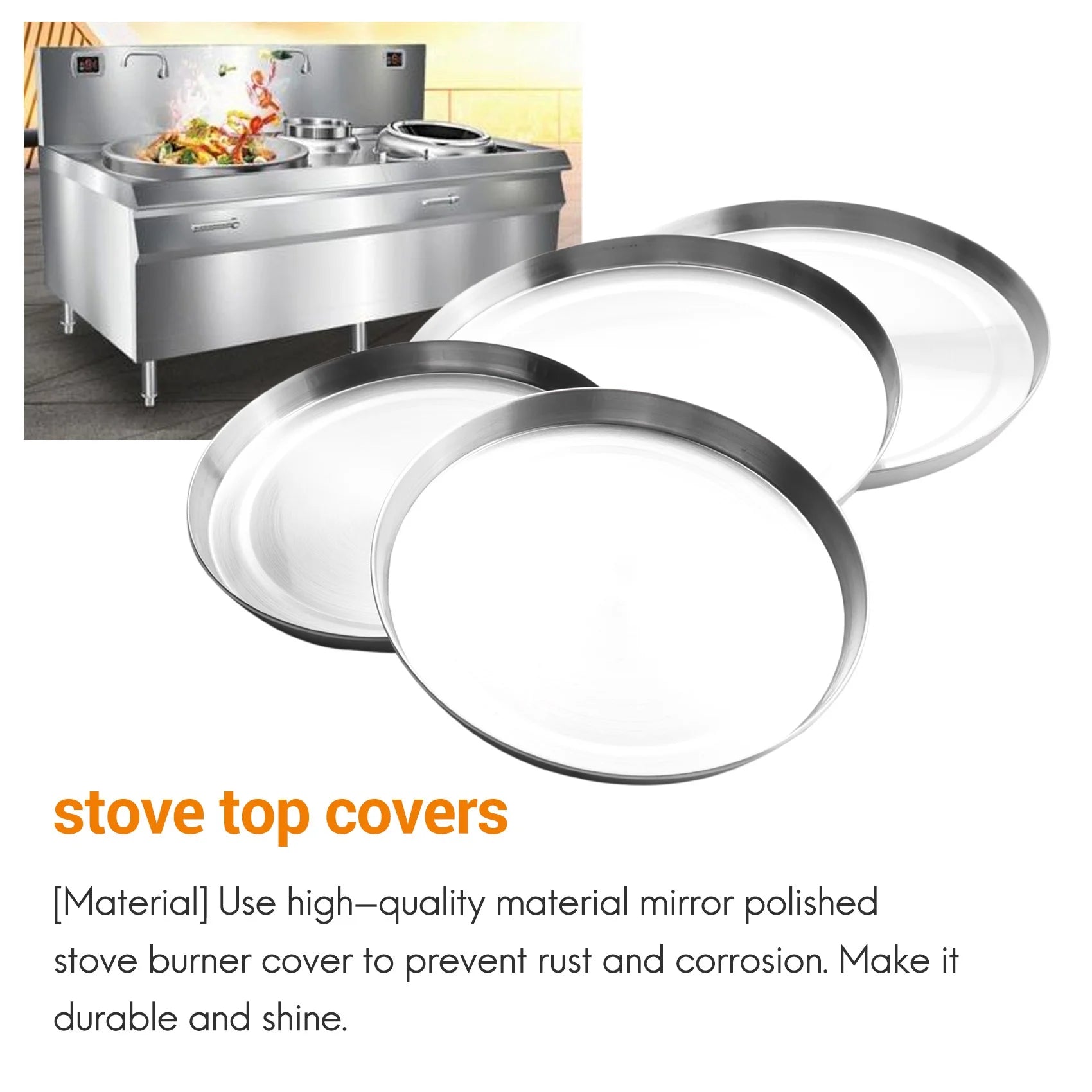 4Pcs Stainless Steel Hob Covers Stove Plate Top Cooker Protector Kit Set Utensils 17/21CM Kitchen Accessories