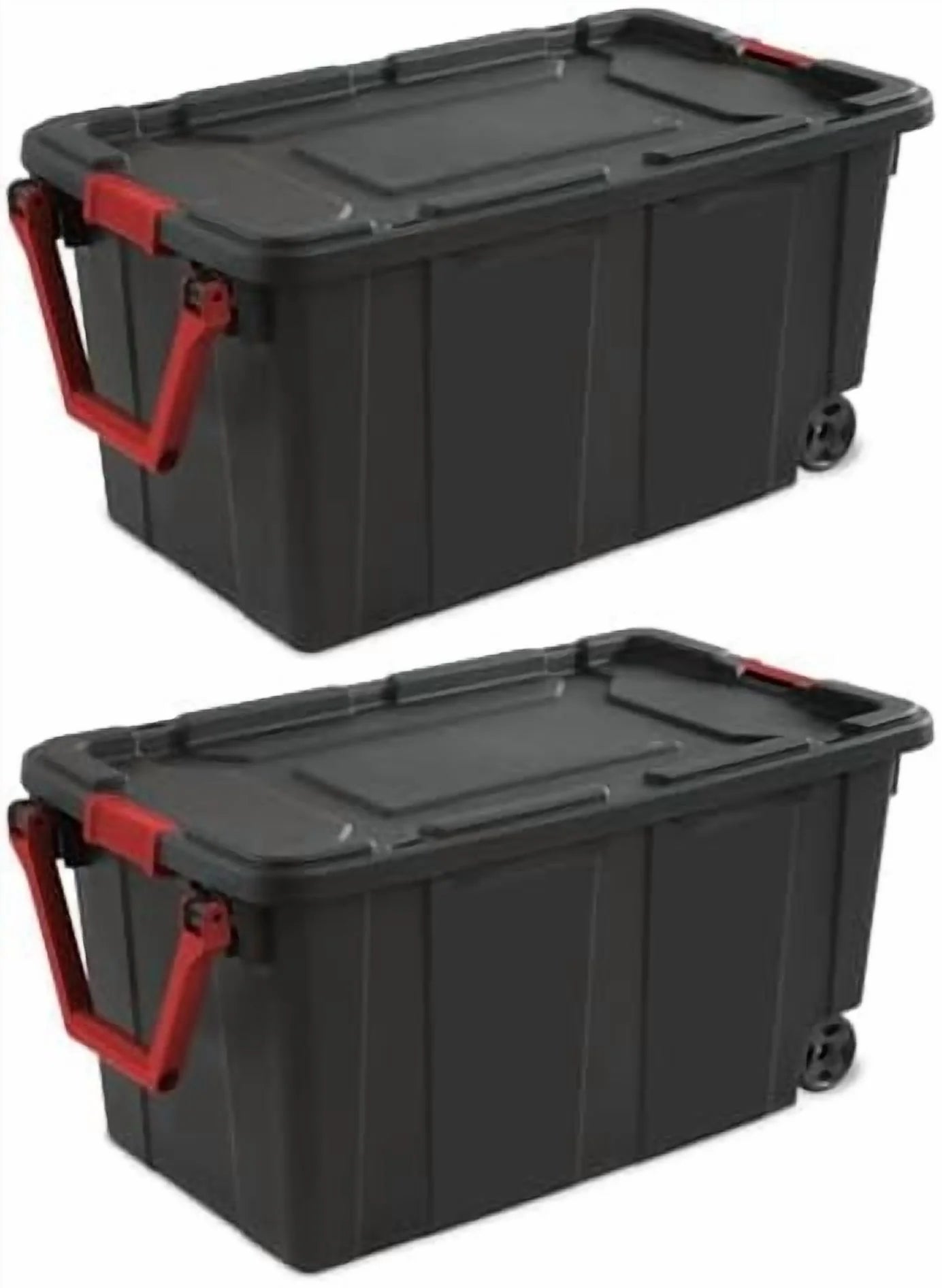 Black 40 Gallon Wheeled Plastic Storage Container with Handle 2 Pack$$Office