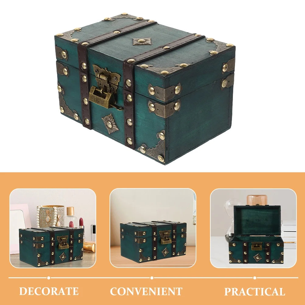 Wooden Storage Box Keepsake Stash Photo Treasure Chest Crate Dark Green