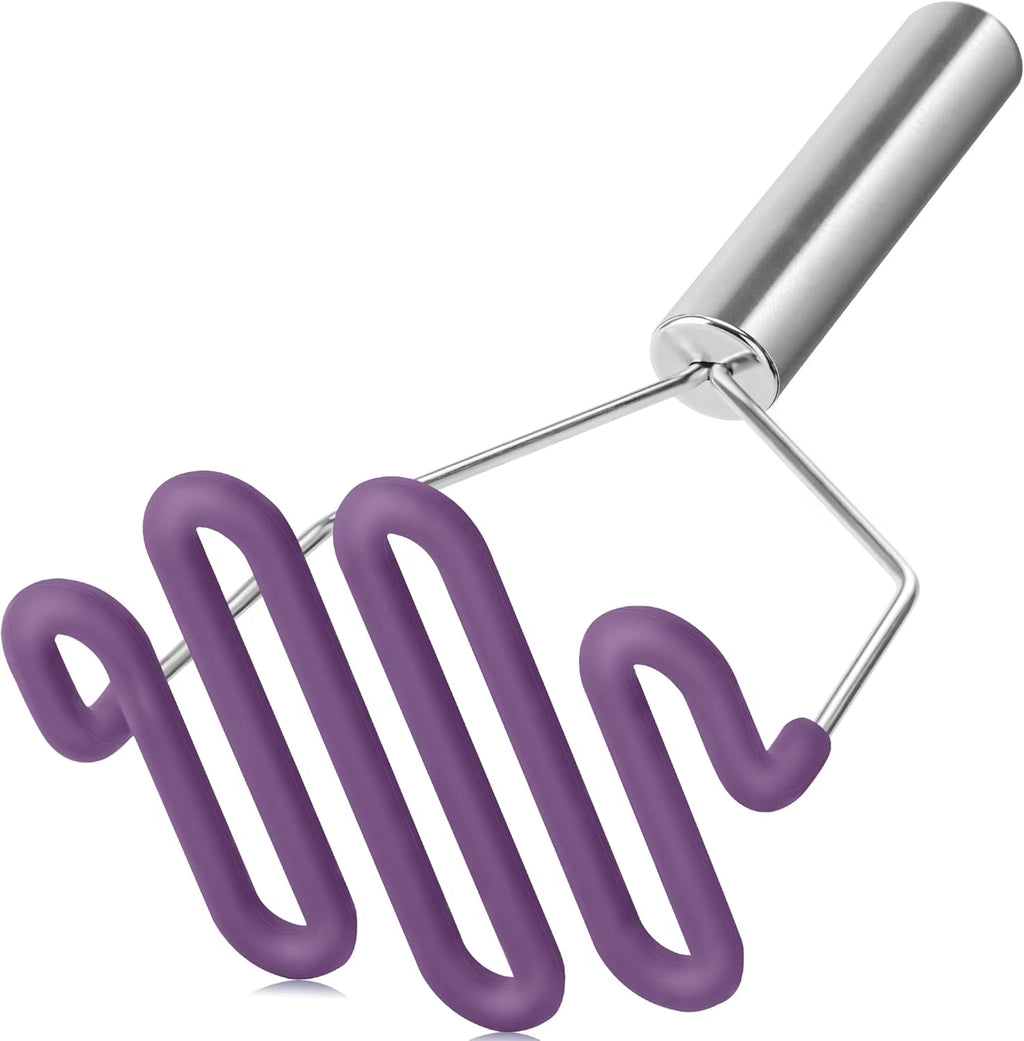 Scratch-resistant silicone potato mash maker kitchen tool stainless steel outer layer wrapped with high-quality silicone.