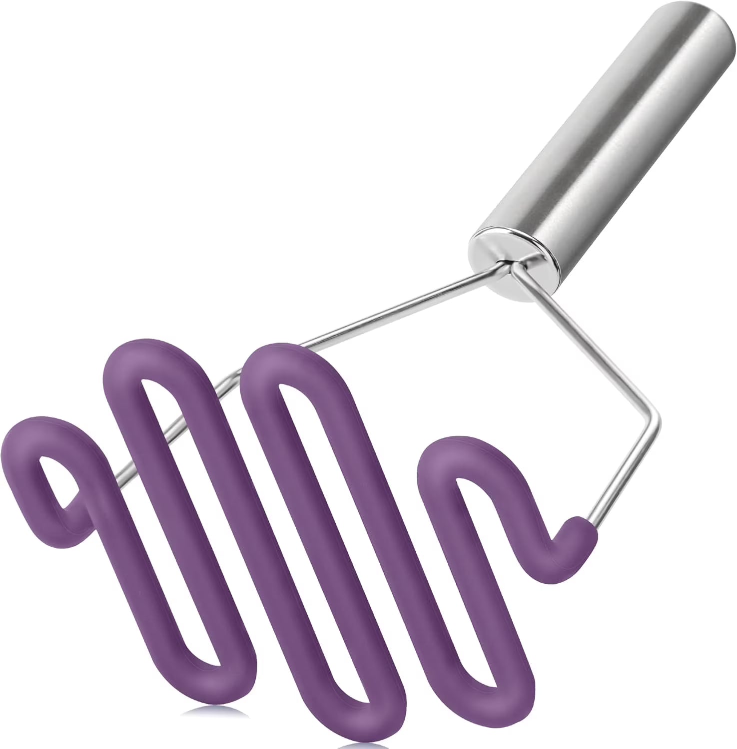 Scratch-resistant silicone potato mash maker kitchen tool stainless steel outer layer wrapped with high-quality silicone.
