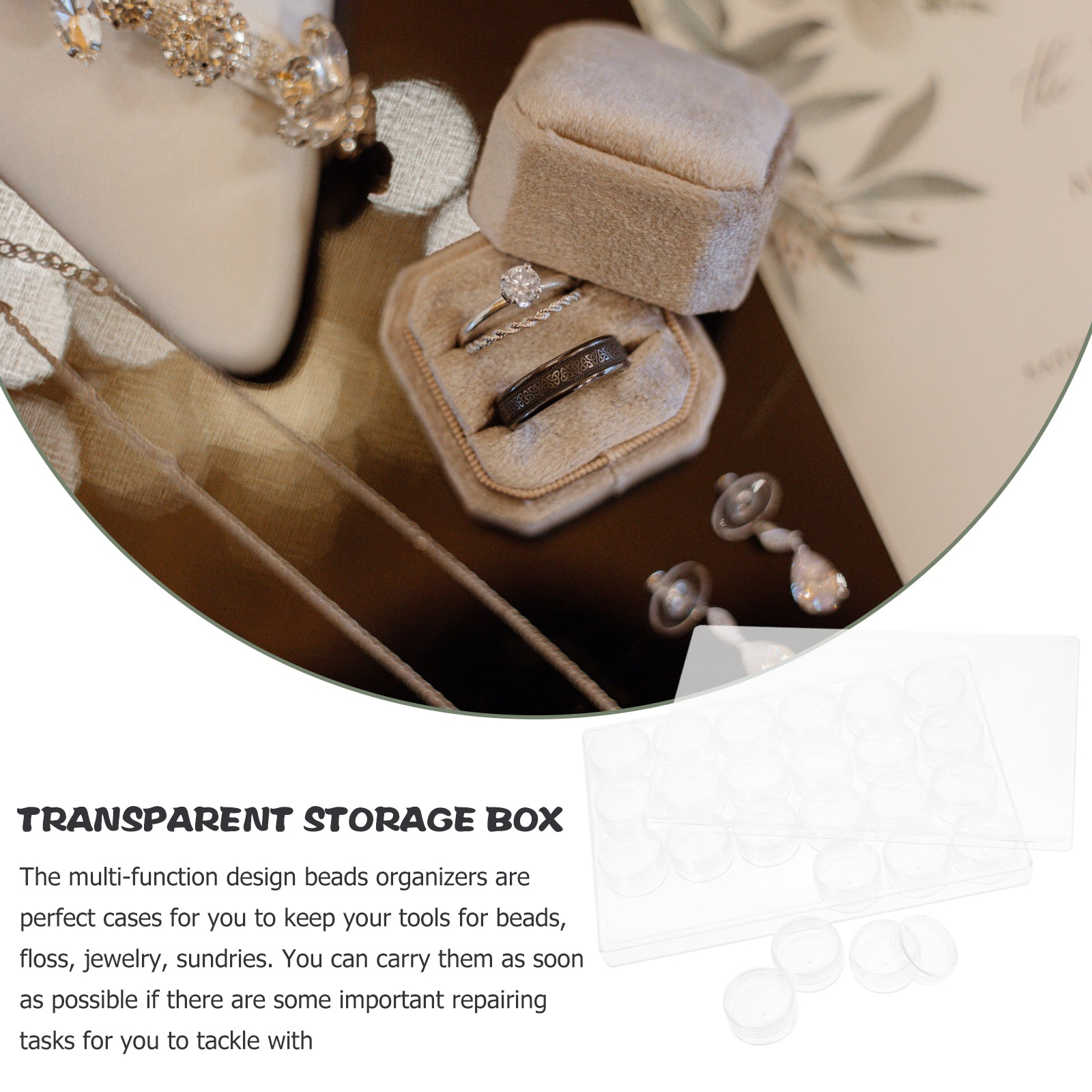 Closet Bead Organizers Storage Boxes 24X16cm Transparent