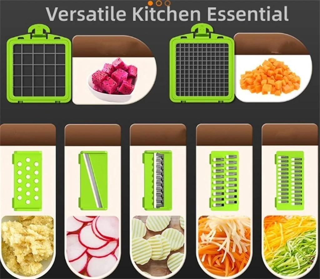 14Pcs Multi-Functional Vegetable Cutter &amp; Slicer Trendgolden Food Chopper Stainless Steel Blades Kitchen Gadgets &amp; Accessories (Pink)
