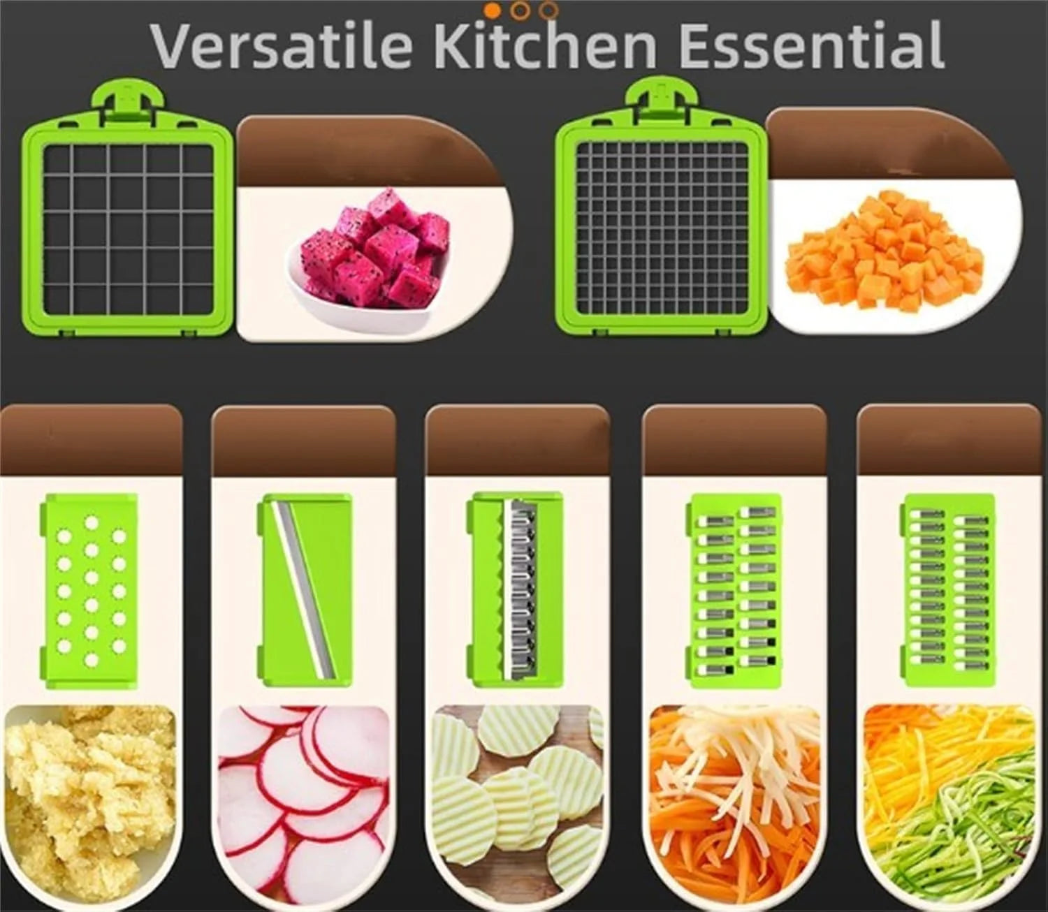 14Pcs Multi-Functional Vegetable Cutter &amp; Slicer Trendgolden Food Chopper Stainless Steel Blades Kitchen Gadgets &amp; Accessories (Pink)