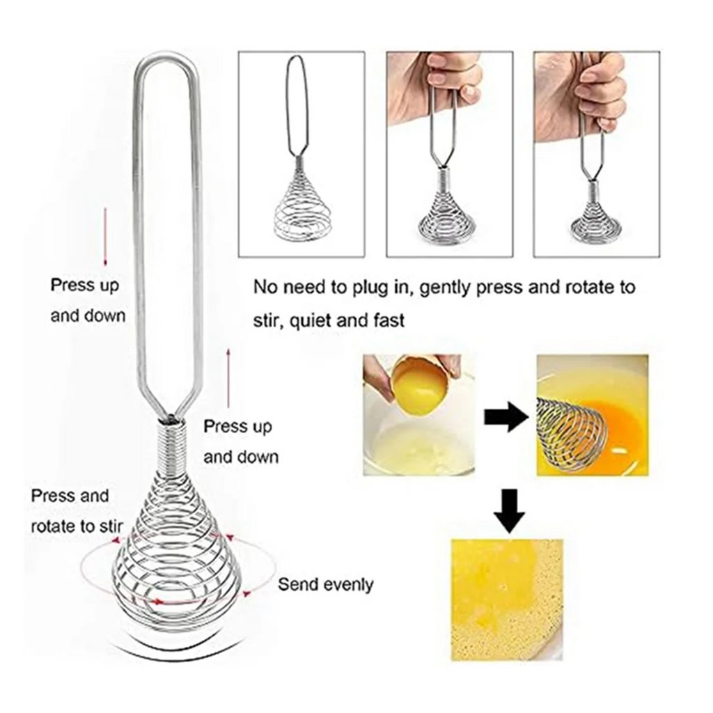 Stainless Steel Spring Coil Whisk Wire Whip-Cream Egg Beater -Cream Hand Mixer Kitchen Tool Accessories for Mixing