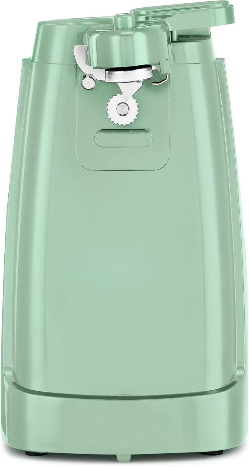 Electric Can Opener and Knife Sharpener Multifunctional Jar and Bottle Opener with Removable Cutting Lever and Cord Storage Stainless Steel Blade,