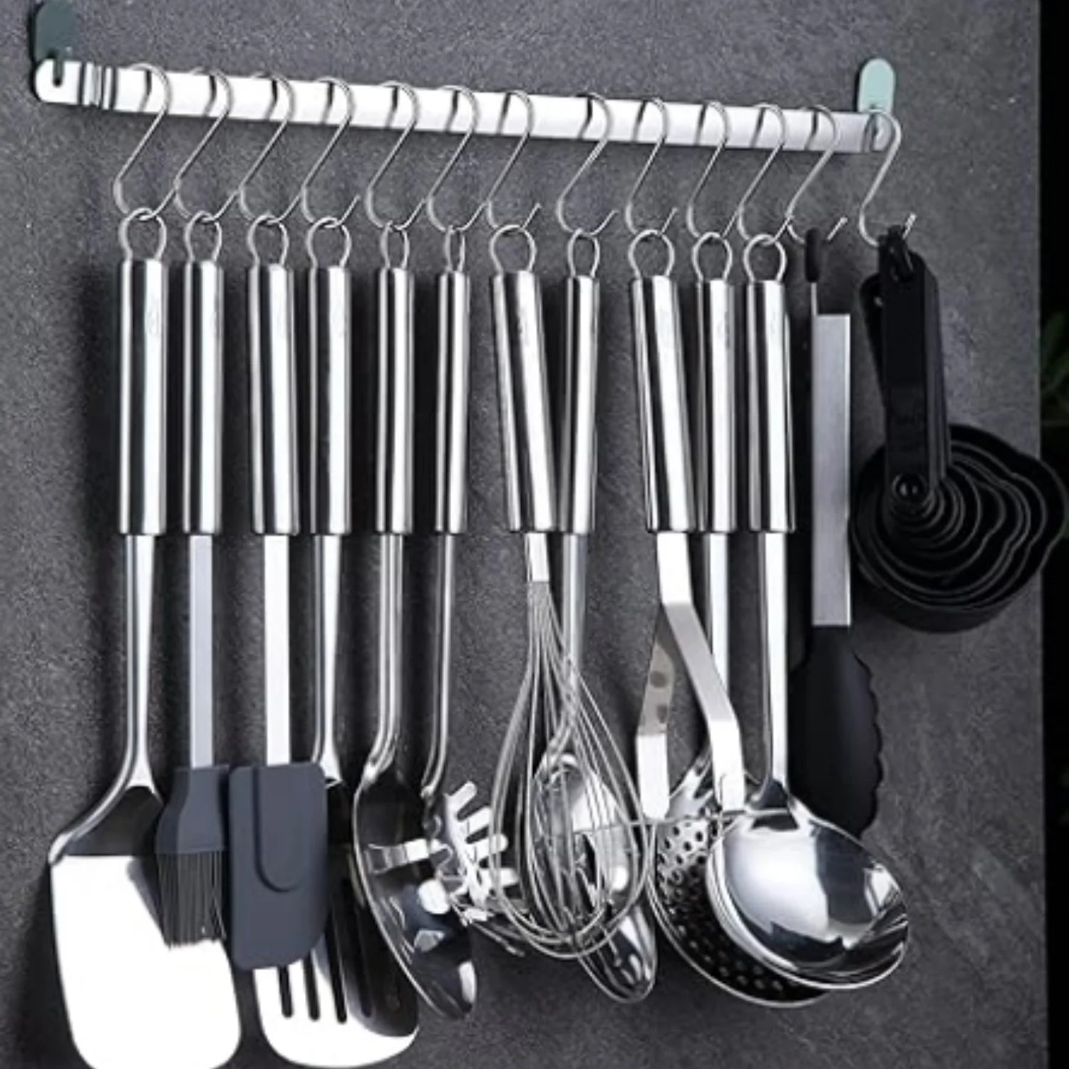 Kitchen Utensils Set 38 Pieces Stainless Steel Cooking Utensils Set Kitchen Gadgets Cookware Kitchen Tool Set with Utensil Holder Rack And Hooks For Hanging Dishwasher Safe