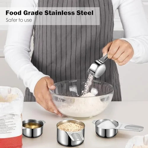 Measuring Cups 7PCS Stainless Steel Measuring Cups with a Storage Bag for Cooking &amp; Baking Dishwasher Safe