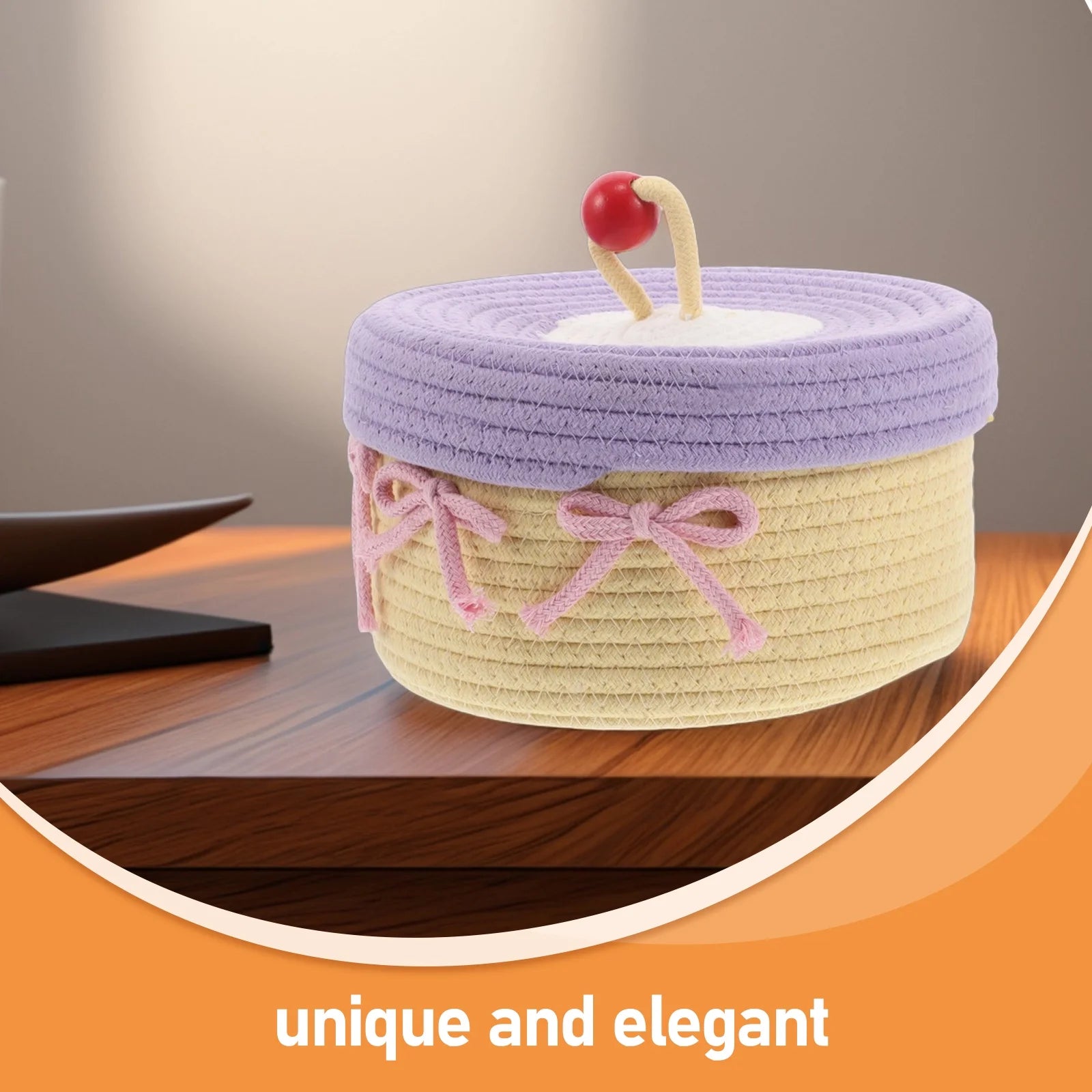 Woven Cotton Rope Basket With Lid Jewelry Storage Box Cute Basket Cotton Rope Basket Storage Woven Basket Woven Rope Basket Bathroom Basket Organizer
