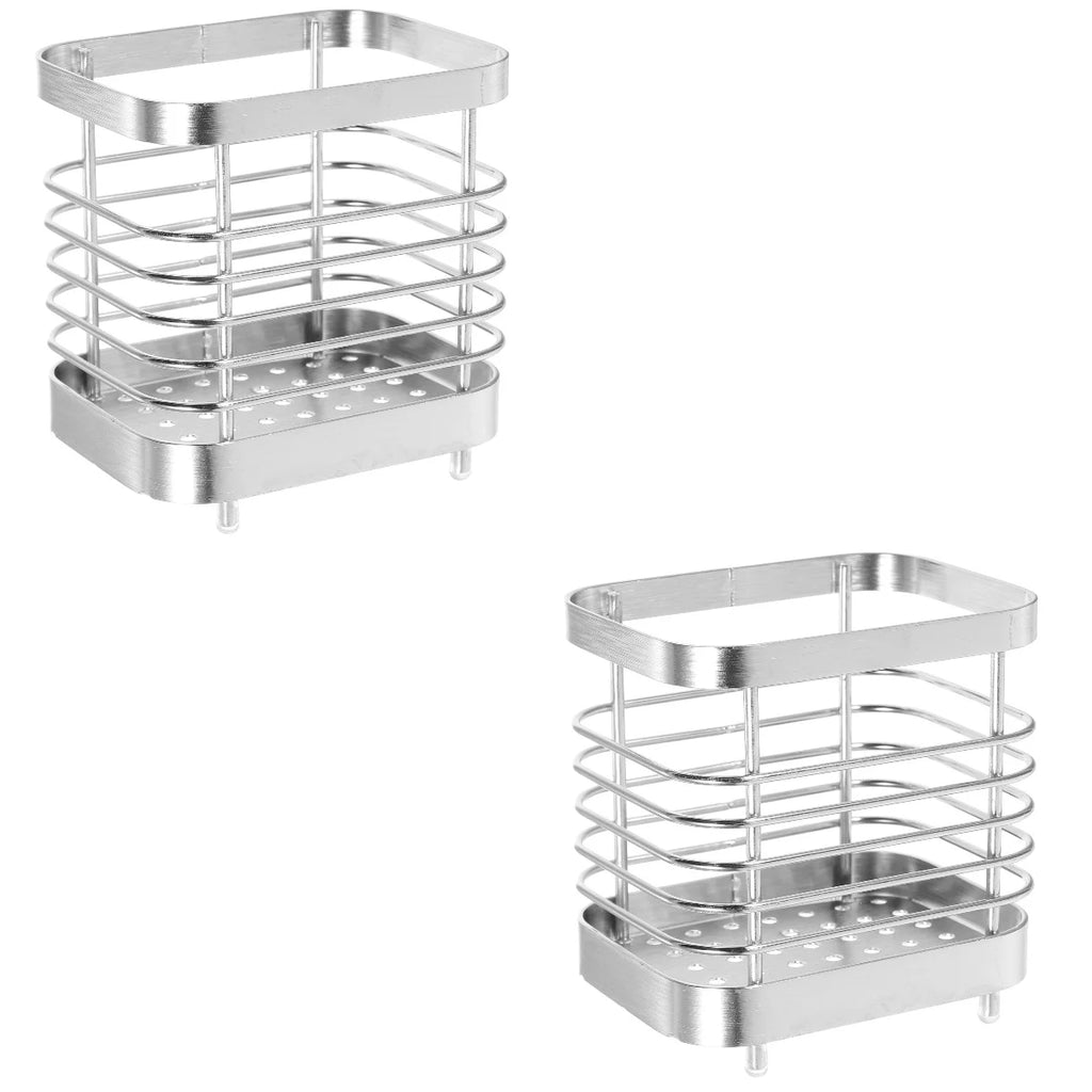 unbranded 2pcs Stainless Steel Cutlery Holder Kitchen Worktop Spoon Stand Space-saving Kitchen Utensil Holder