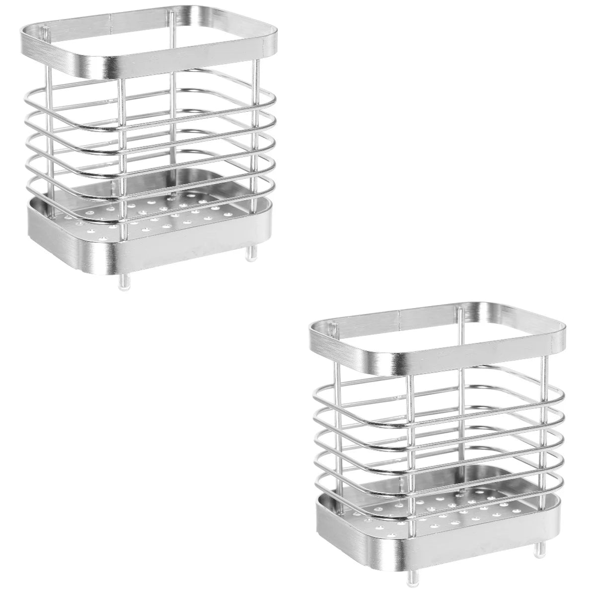 unbranded 2pcs Stainless Steel Cutlery Holder Kitchen Worktop Spoon Stand Space-saving Kitchen Utensil Holder