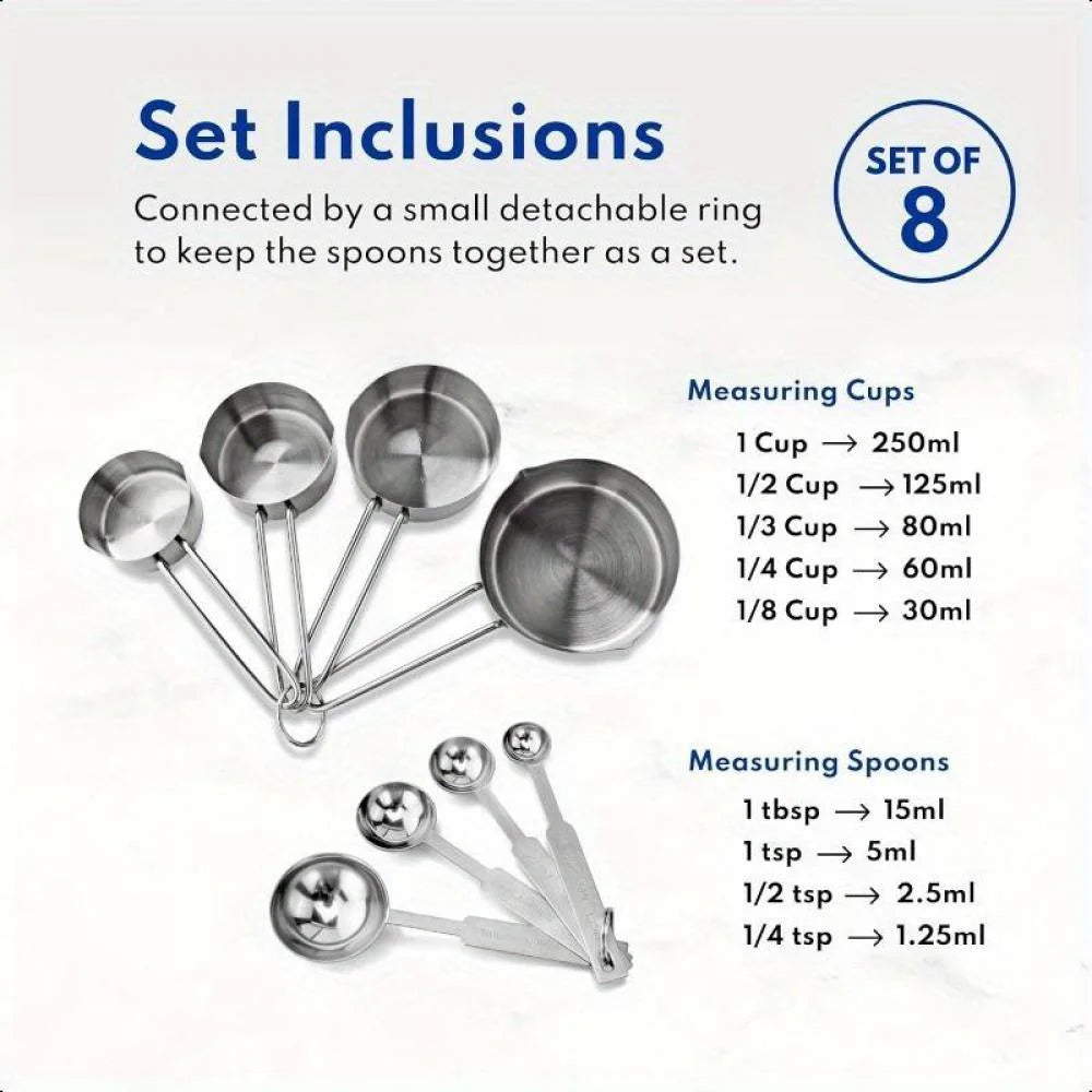 Stainless Steel Measuring Spoons and Measuring Cups Kitchen Tools for Drying and Liquid Ingredients Cooking and Baking Categories Measuring Spoons Measuring Cups Scale Bowls