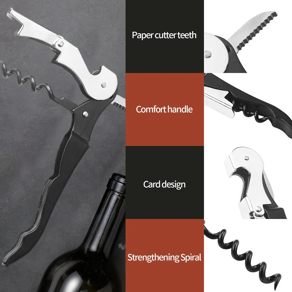 Hiroekza Opener Waiters Key For Servers Bartender With Foil Cutter Jar Opener Manual Bottle Opener Double Hinged Bottle Opener Kitchen Gadgets Clearance