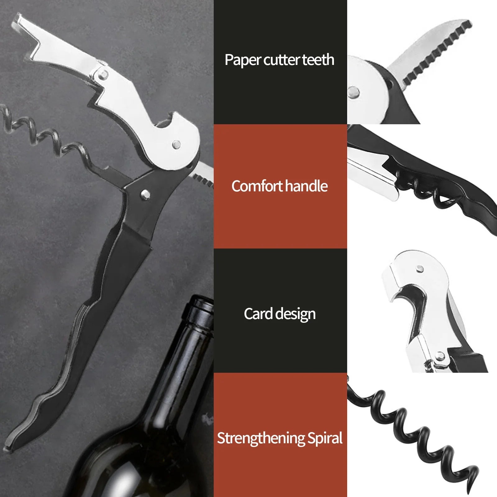 Hiroekza Opener Waiters Key For Servers Bartender With Foil Cutter Jar Opener Manual Bottle Opener Double Hinged Bottle Opener Kitchen Gadgets Clearance