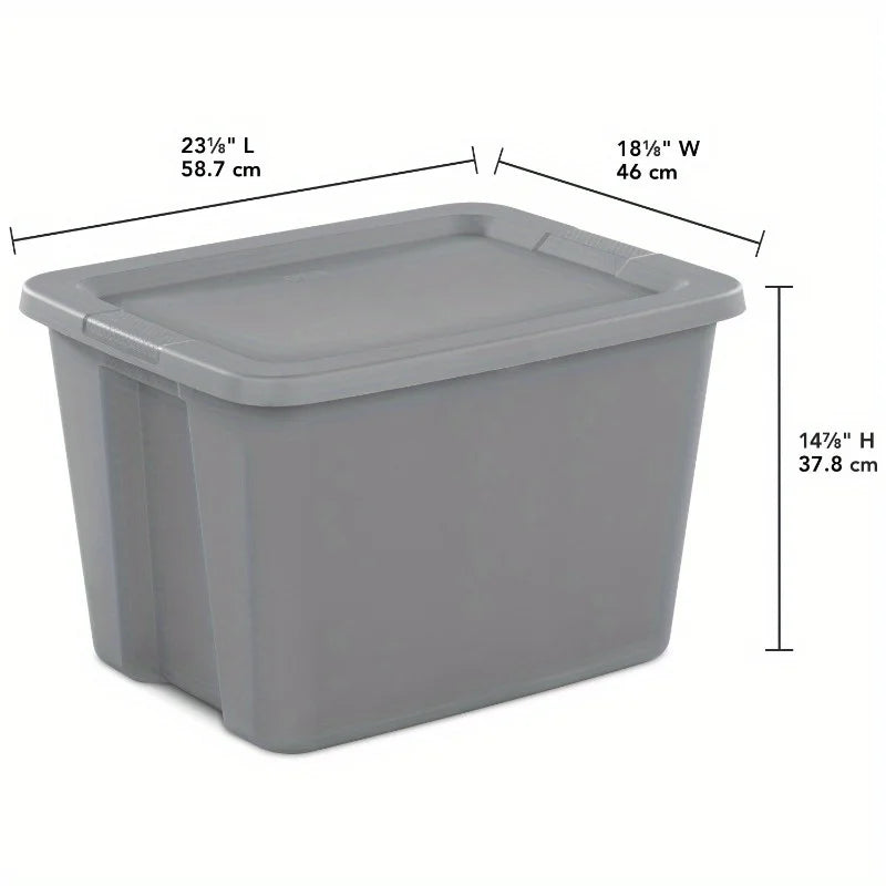2-Pack 18 Gallon Heavy-Duty Plastic Storage Bins with Snap-On Lids - High Quality Stackable Gray Organizers for Home Garage Pantry &amp; Office - Space-Saving Rectangular Design with Reinforced Handles