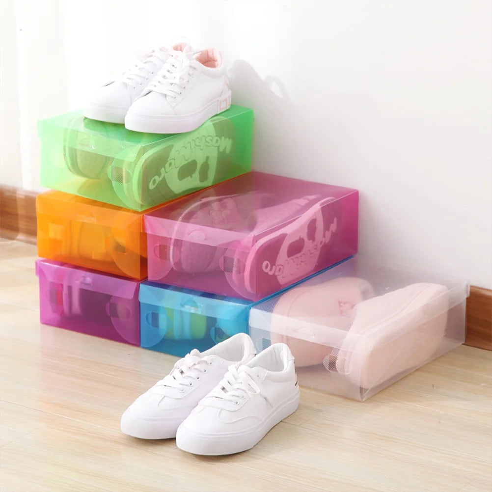 12 PCS Shoes Boxes Transparent Shoes Cases Plastic Storage Box Shoes Container for Home Shop 28x18x10cm