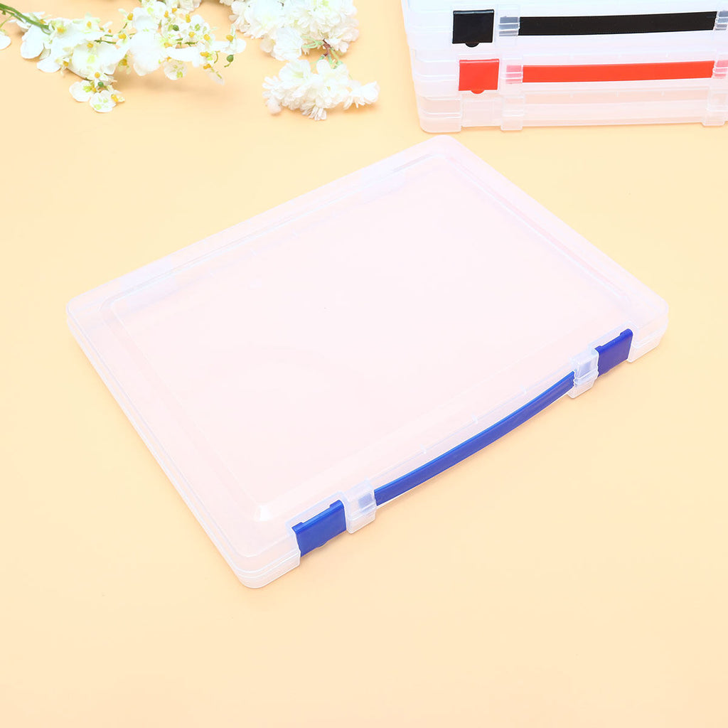 Transparent Storage Box Clear Plastic Document Paper Filling File Case Portable Ducoment Storage Holder with Blue Buckle