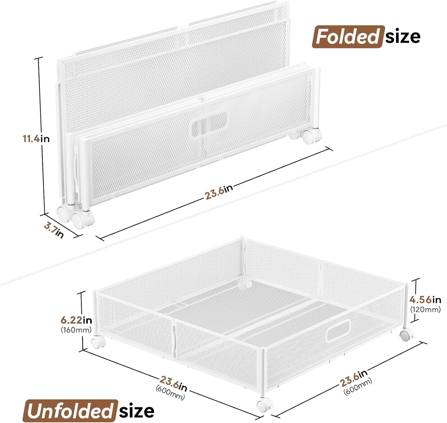 Under Bed Storage Containers with Wheels - Shoe Storage Organizer Drawer Tool-free Assembly Metal Underbed Storage Containers for Bedroom Clothes Shoes Blankets - 2Pack