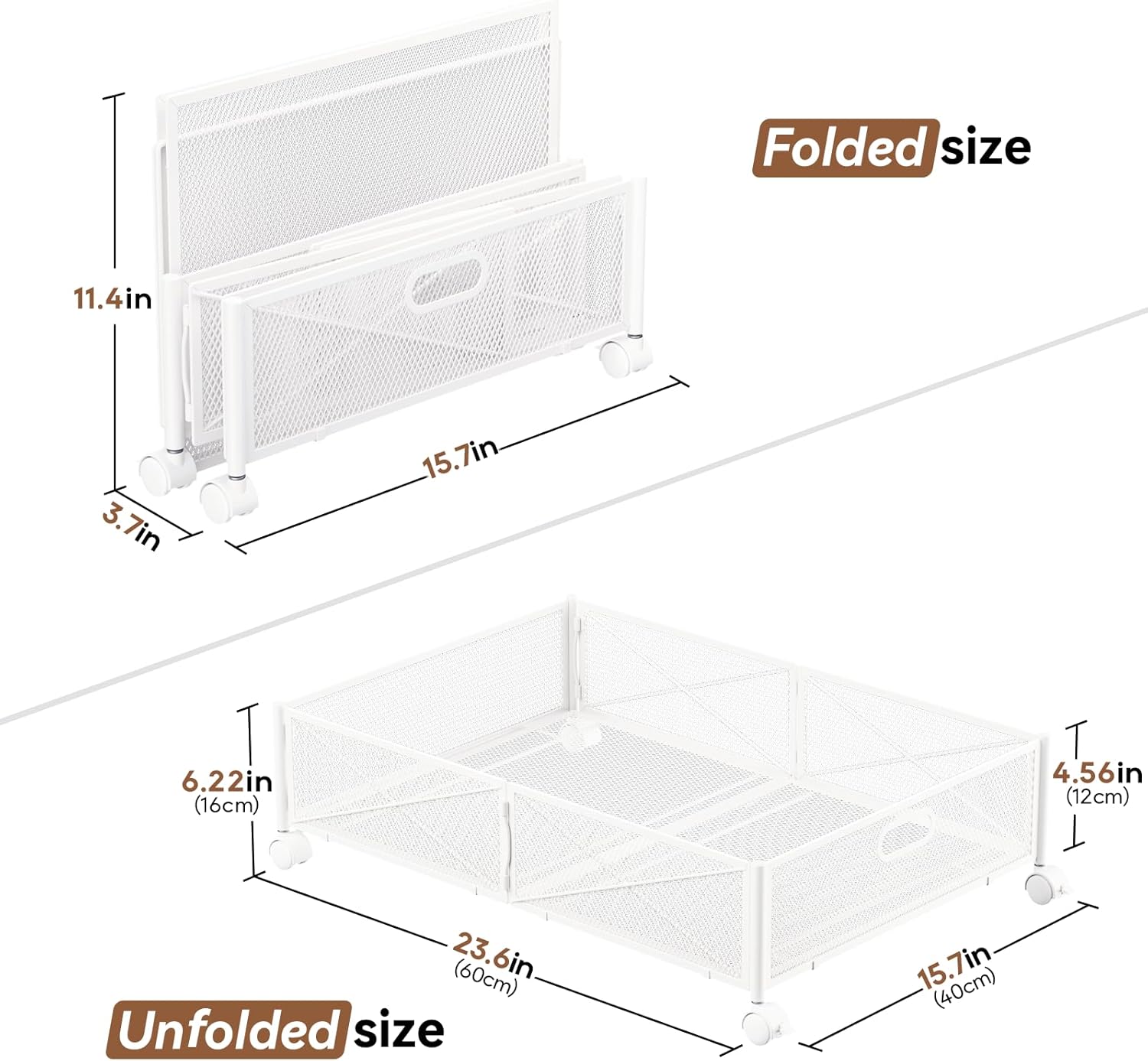 Under Bed Storage Containers with Wheels Under Bed Shoe Storage Organizer Drawer Tool-free Assembly Metal Storage Containers for Bedroom Clothes Shoes Blankets -2PCK