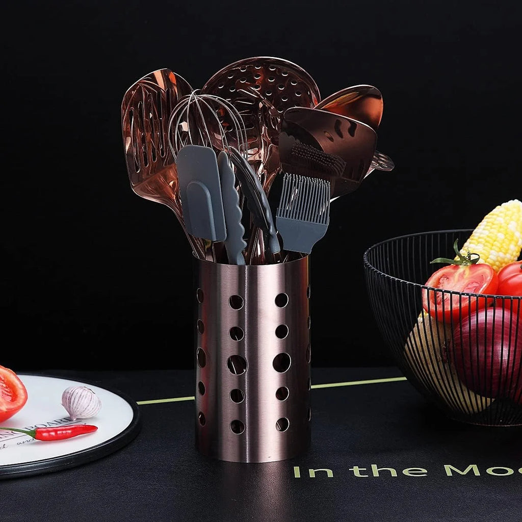 Copper Kitchen Utensils Set,13 Pieces Stainless Steel Cooking Utensils Set with