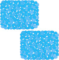 Bligli Pebble Sink Mat 2-Pack - PVC Kitchen Protector for Stainless Steel/Ceramic Dish Drying Mat for Dishes 15.7" x 11.8" Blue