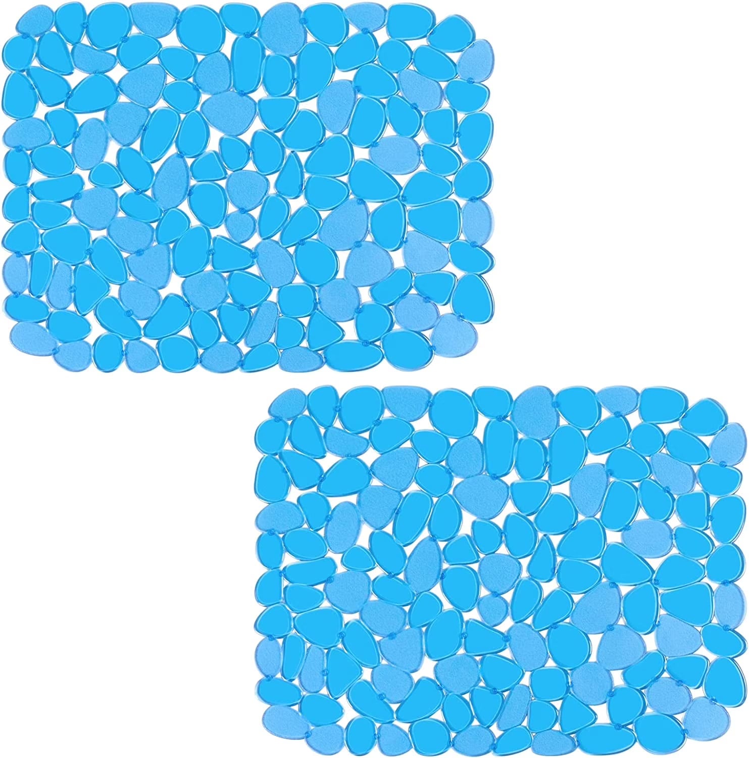 Bligli Pebble Sink Mat 2-Pack - PVC Kitchen Protector for Stainless Steel/Ceramic Dish Drying Mat for Dishes 15.7" x 11.8" Blue