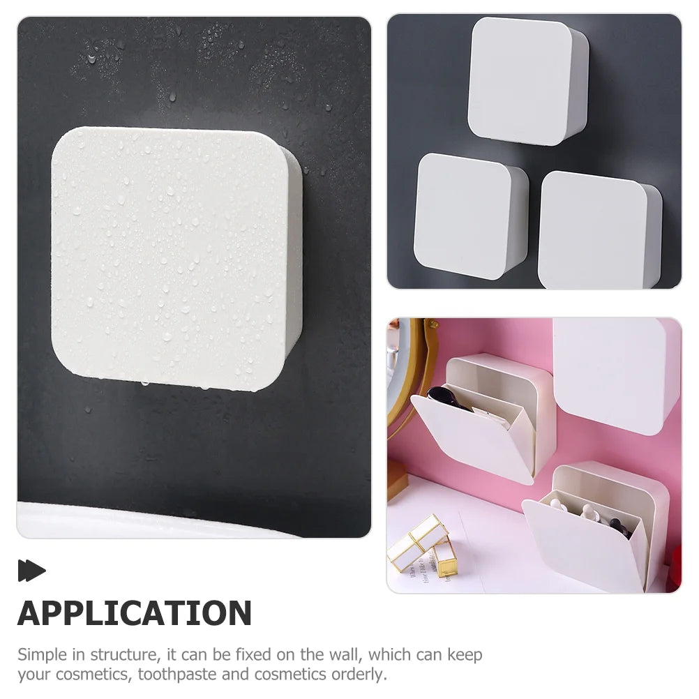2 Pcs Wall-mounted Boxes Small Apartment Storage Box 14x5.5x14cm White