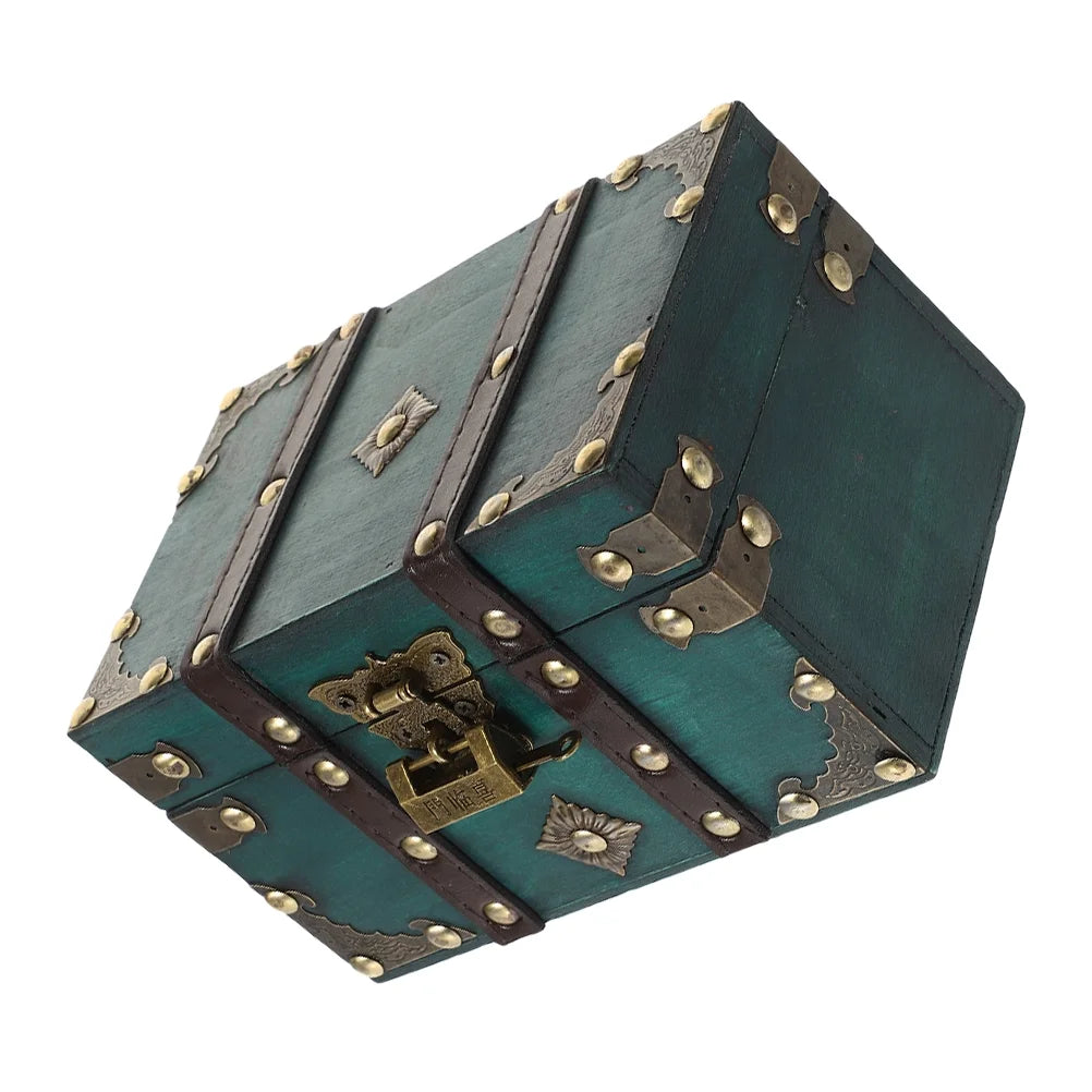 Wooden Storage Box Keepsake Stash Photo Treasure Chest Crate Dark Green
