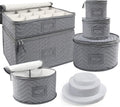 China Storage Containers - Quilted 6-Piece Set Storage Box- Stores Chinaware Stemware Dinnerware Dish Storage Service for 12 48 Pcs Felt Protectors Cardboard Dividers Included