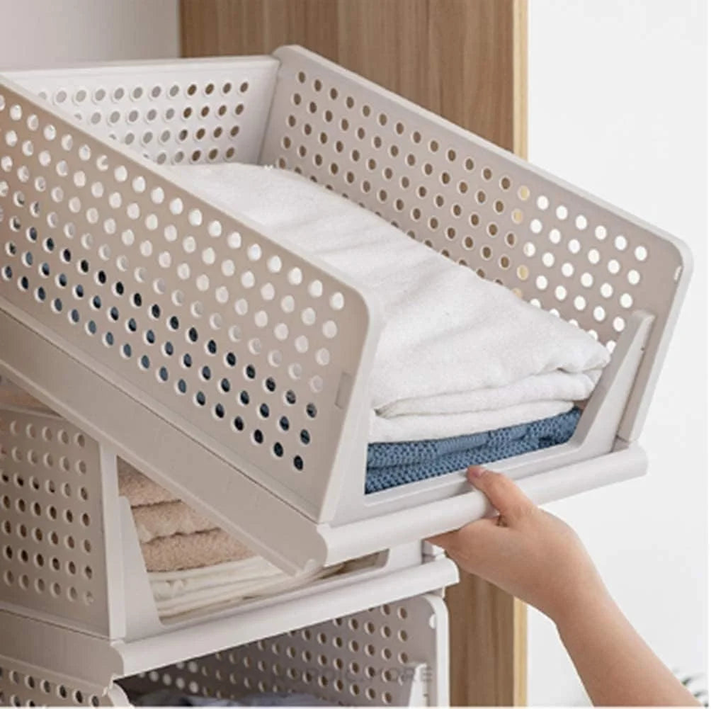5 Pack Stackable Closet Storage Box,Closet Shelf Organizer and Storage Plastic Drawer Storage,Wardrobe Organizer Closet Organizers Storage Box for Cupboard Kitchen Office(5L)