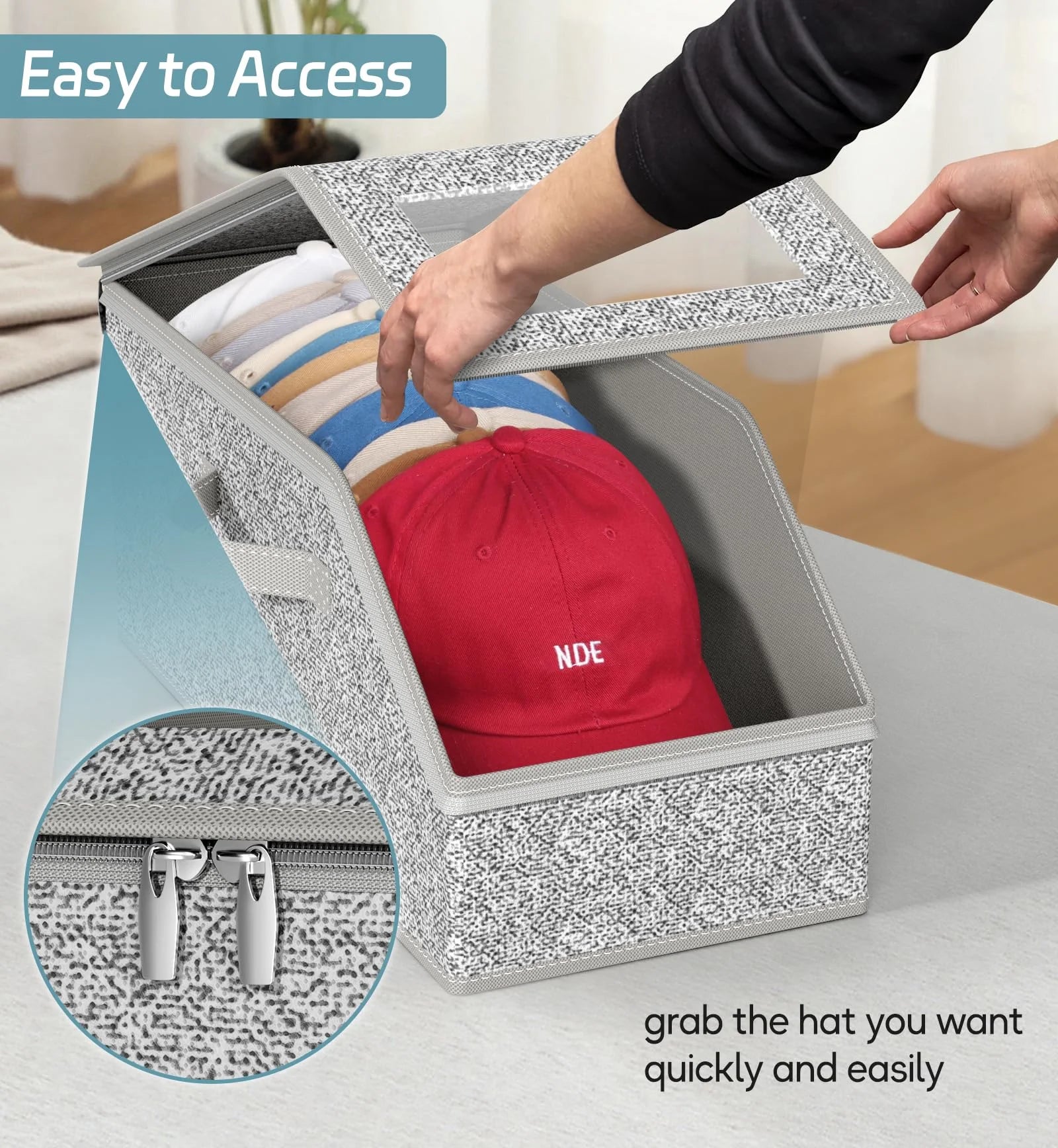 2 Pcs Stackable Hat Storage for Baseball Caps Holds up to 24 Caps Hat Organizer for Closet Sturdy Snapback Boxes for Men with Cardboard Grey
