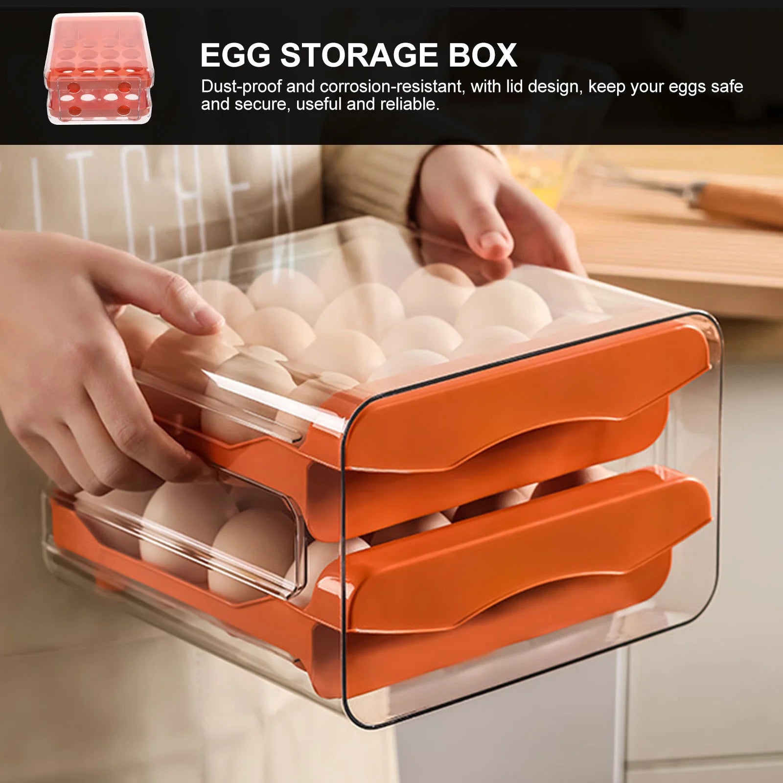 Holder Decor Egg Storage Box Egg Storage Shelf 21.5x22.5x14cm Orange