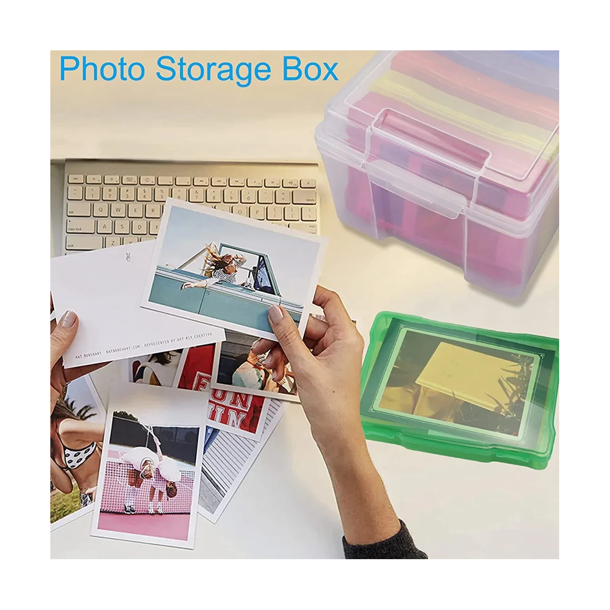5X7 Inch Photo Storage Box Organizer Picture Containers Multicolor Plastic Craft Keeper Case