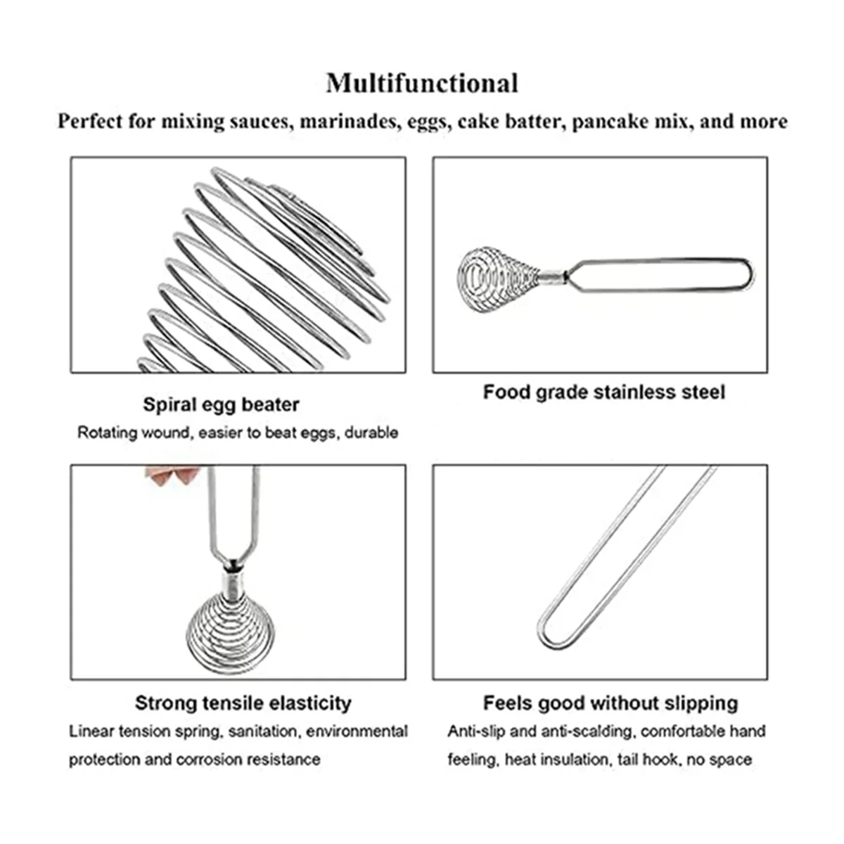 Stainless Steel Spring Coil Whisk Wire Whip-Cream Egg Beater -Cream Hand Mixer Kitchen Tool Accessories for Mixing