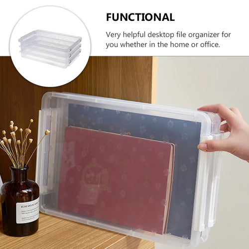 2pcs Multilayers Transparent Storage Box Clear Plastic Document Paper Filling Case
