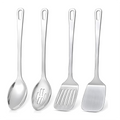 4 Pcs Cooking Utensils Set Stainless Steel Kitchen Utensils,Kitchen Tools Include Wok Spatula Serving Spoon,1 set * spatula set,Silver