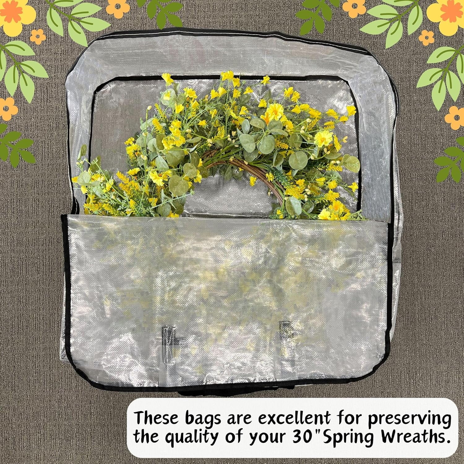4 Pack Wreath Storage Bag Summer Christmas Decoration Garland Container 30 Inch Clear Door Wreath Organizers Moving Boxes Packing Supplies for College