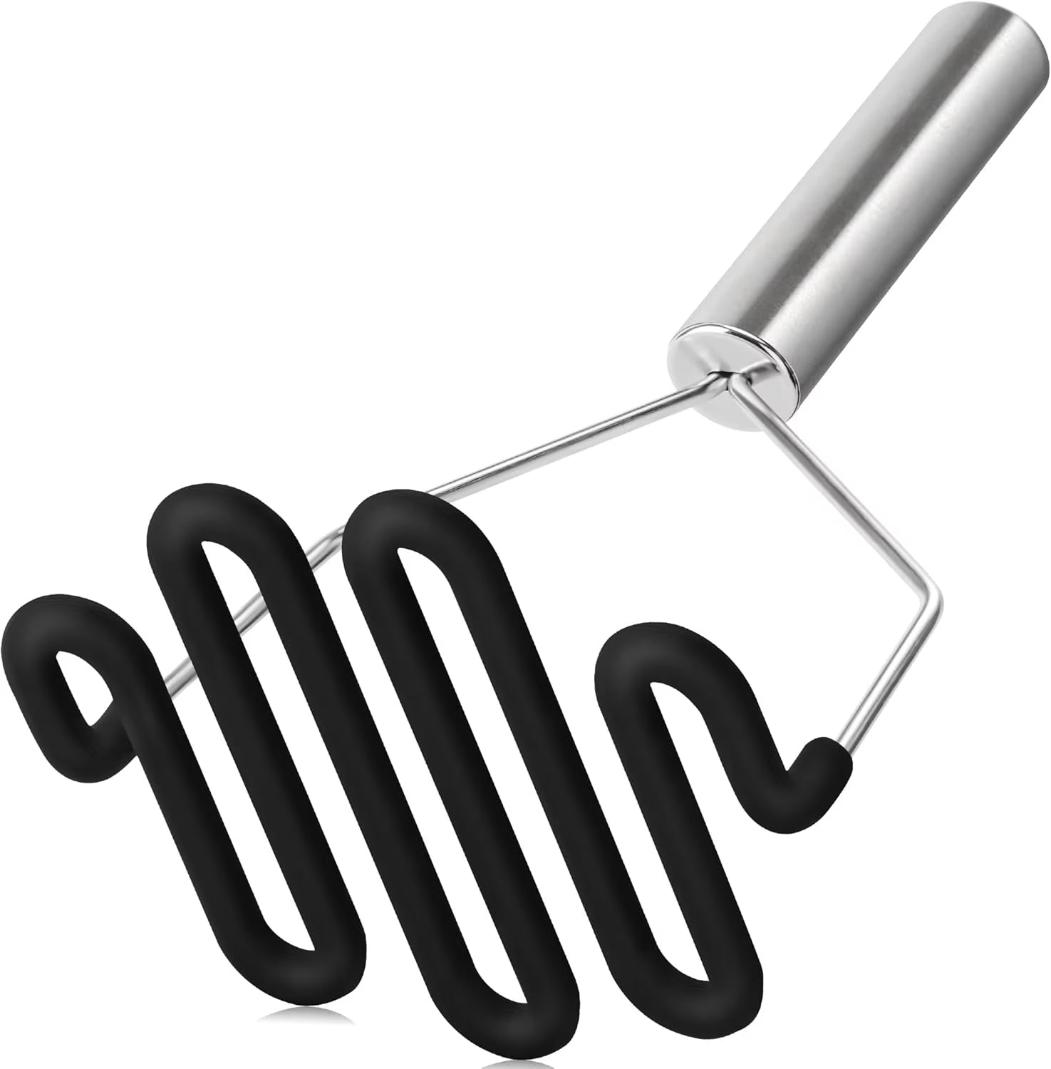 Non-Scratch Silicone Potato Masher Kitchen Tool Potatoes Masher Potato Masher Stainless Steel Wrapped In Premium Silicone Potato Smasher Black