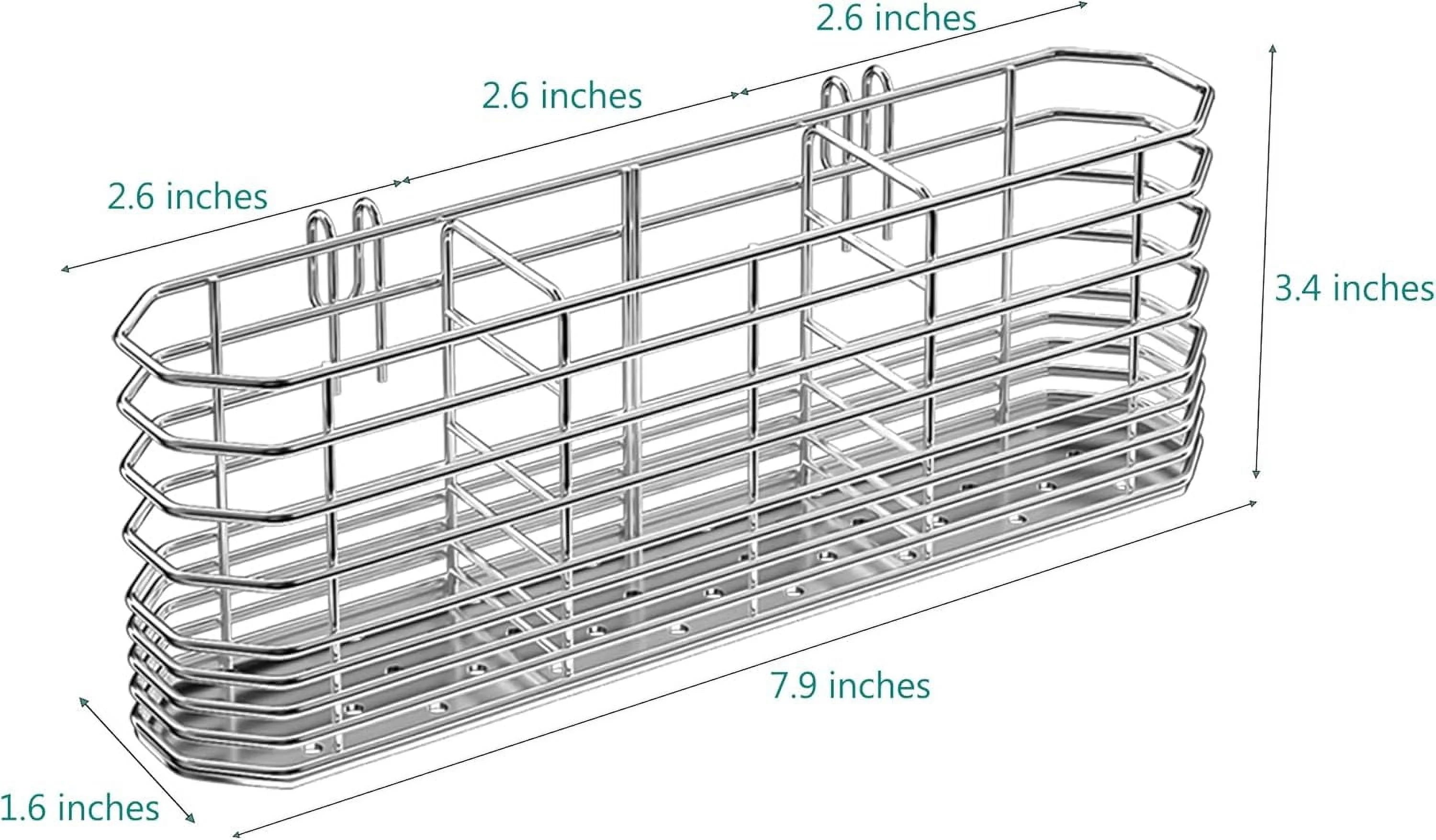 304 Stainless Steel Utensil Holder Dish Drying Rack kitchen Utensil Organizer Knife and Fork Drainage Rack Kitchen Drainage Basket Accessories With Hooks Rust Proof Color-Silver