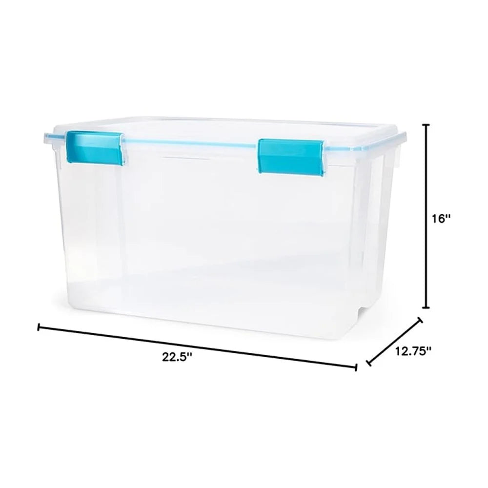 4-Pack 54 Qt Stackable Clear Storage Bins with Durable Latching Lids Space-Saving Sturdy Storage Box For Home Office Organization Clear Base and Lid