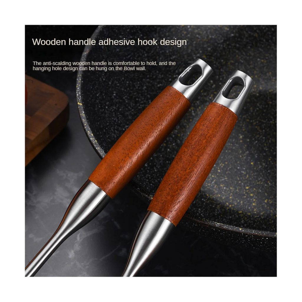 Stainless Steel for Carbon Steel Stainless Steel Wok Metal Wok Tools Set Wooden Handle Soup Ladle
