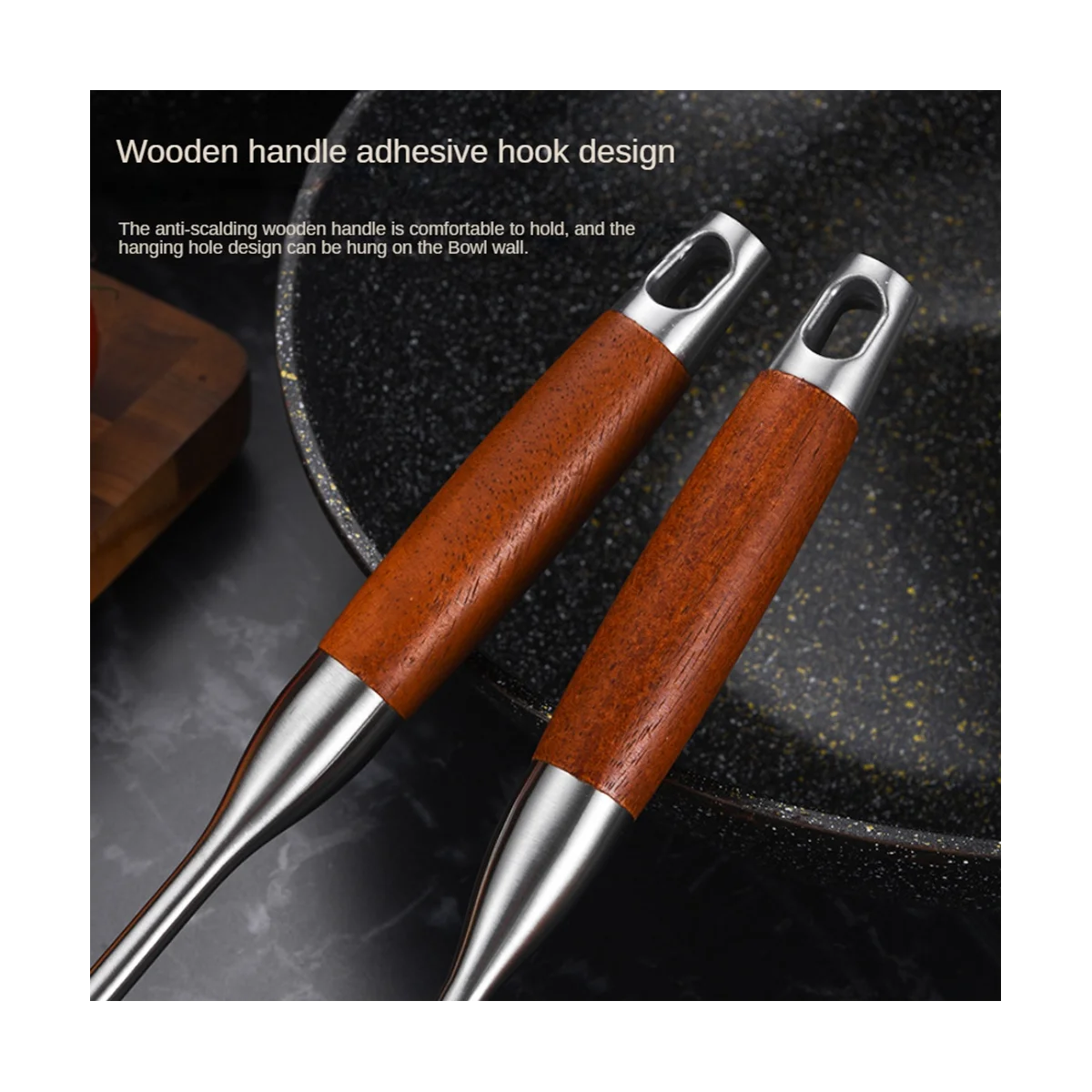 Stainless Steel for Carbon Steel Stainless Steel Wok Metal Wok Tools Set Wooden Handle Soup Ladle