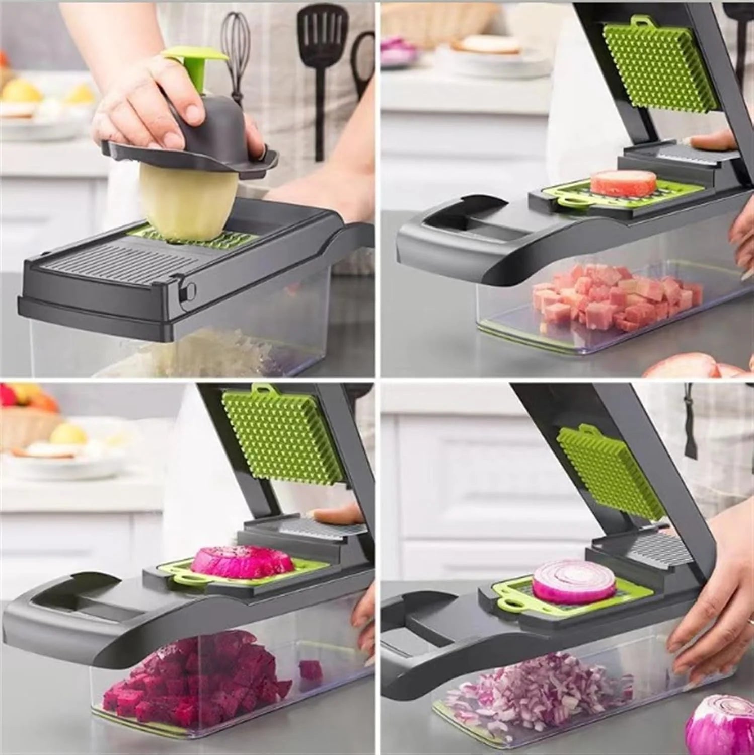 14Pcs Multi-Functional Vegetable Cutter &amp; Slicer Trendgolden Food Chopper Stainless Steel Blades Kitchen Gadgets &amp; Accessories (Pink)
