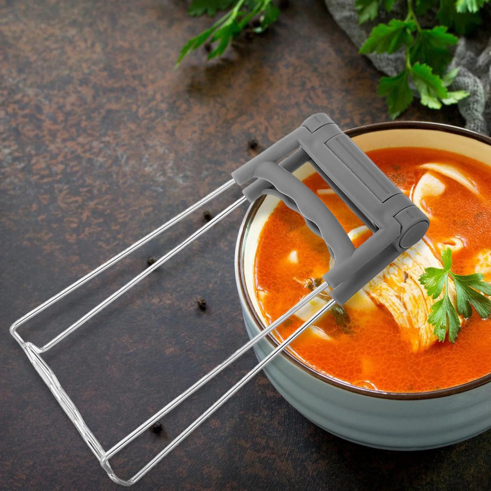 unbrandedKitchen Retriever Tongs Stainless Steel Plate Bowls Gripper Grey