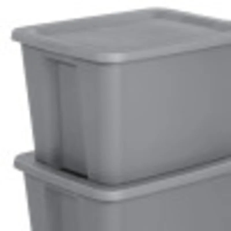 2-Pack 18 Gallon Heavy-Duty Plastic Storage Bins with Snap-On Lids - High Quality Stackable Gray Organizers for Home Garage Pantry &amp; Office - Space-Saving Rectangular Design with Reinforced Handles