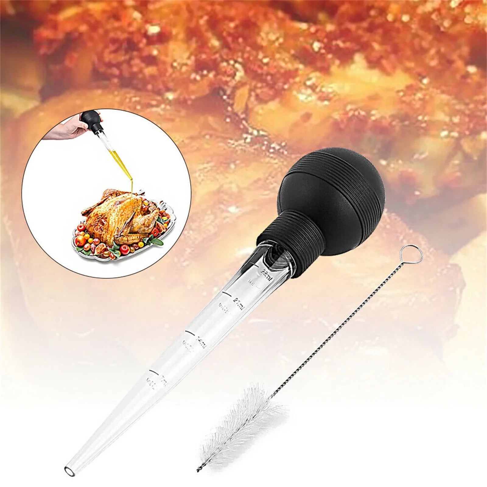 Hiroekza Turkey Baster 28ml Meat Baster Kitchen Utensil For Turkey Beef Pork Roasting Chicken Kitchen Gadgets Clearance