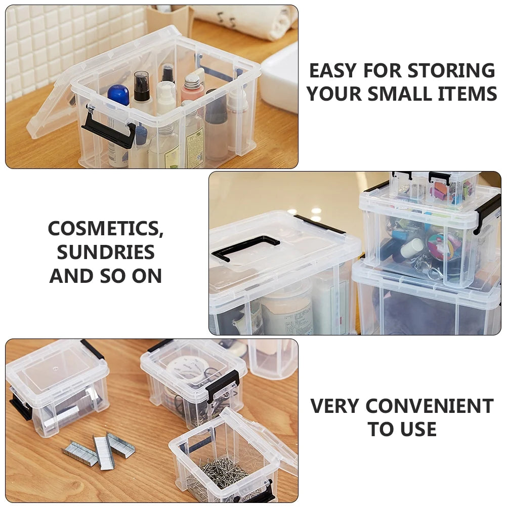 4Pcs Multi-functional Toy Storage Box Plastic Sundries Organizer with Lid Handles 8.5x6.5x5.0cm