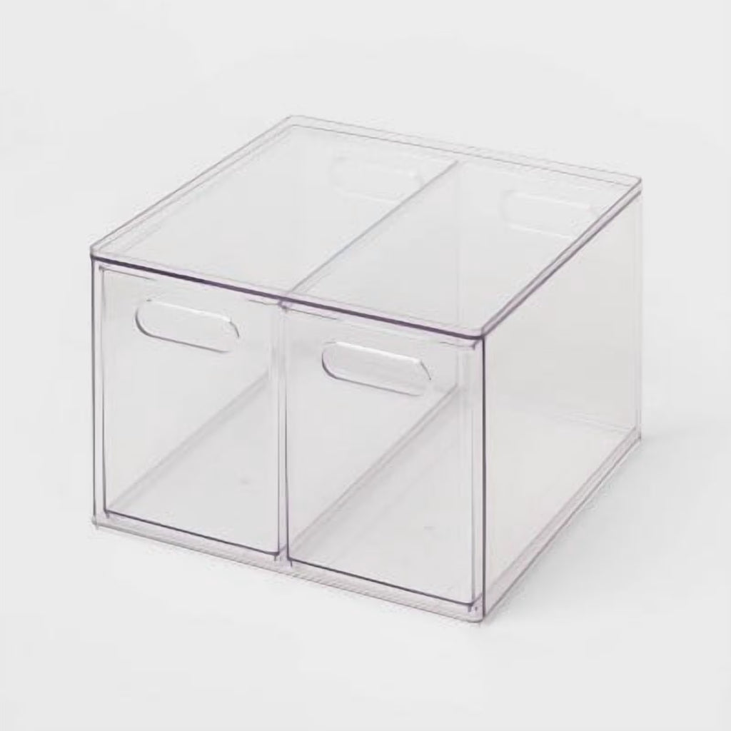 All Purpose 2 Drawer Storage ClearAcrylic Utility Bins,1352 Volume,H 12.6D 12.2