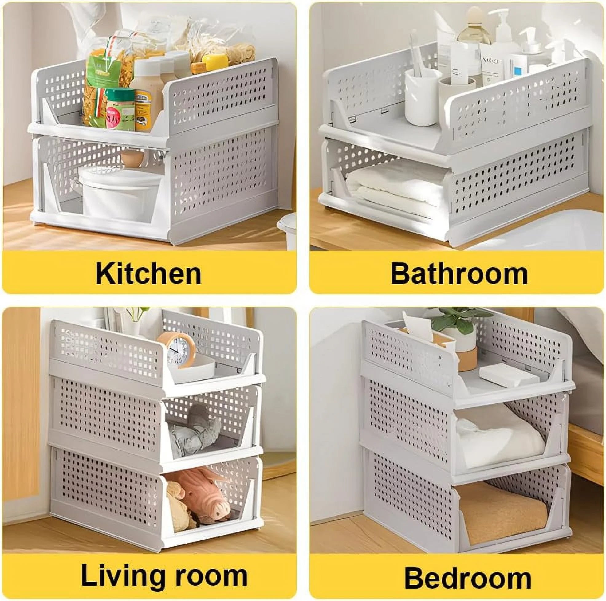 5 Pack Stackable Closet Storage Box,Closet Shelf Organizer and Storage Plastic Drawer Storage,Wardrobe Organizer Closet Organizers Storage Box for Cupboard Kitchen Office(5L)