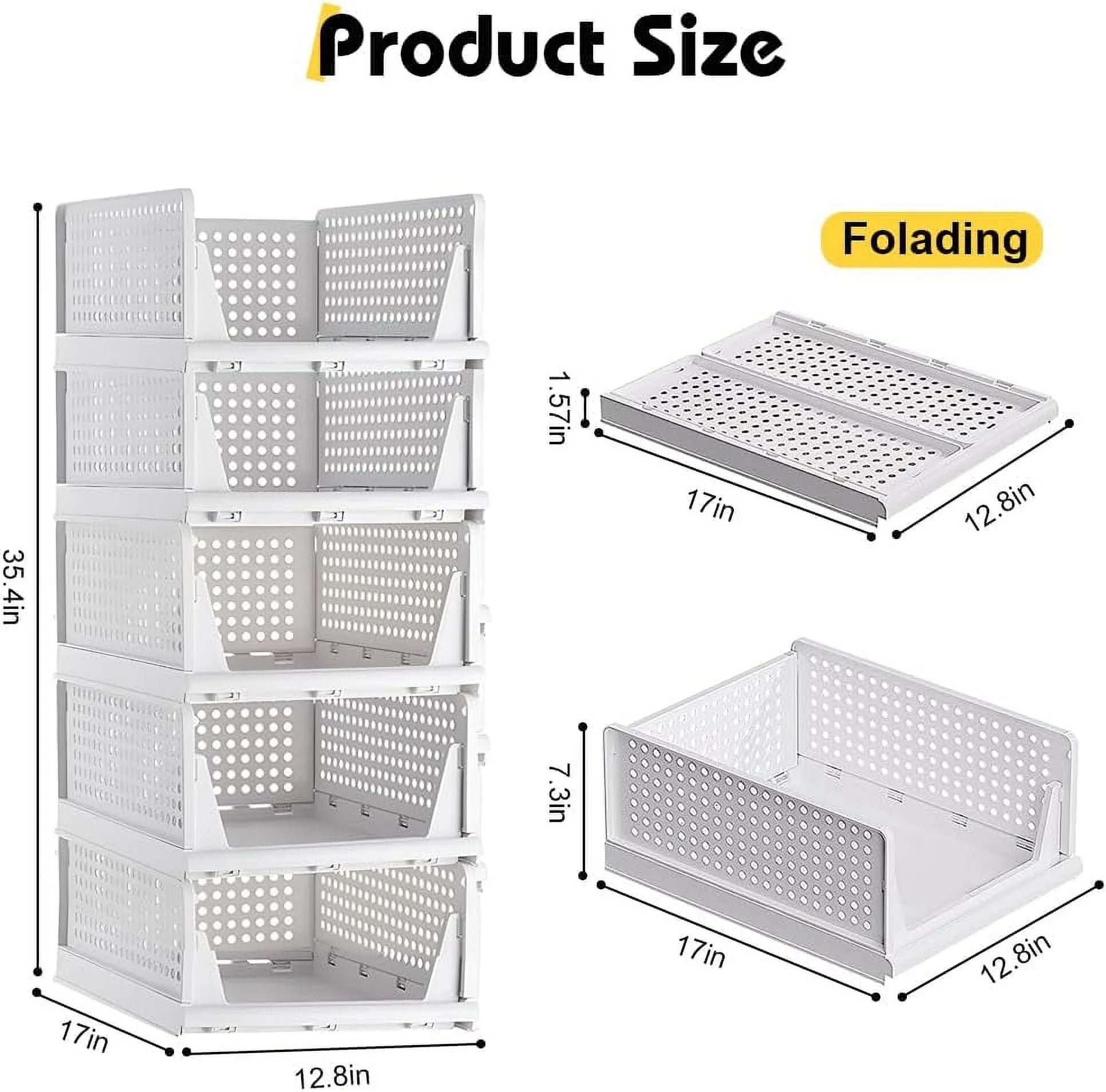 5 Pack Stackable Closet Storage Box,Closet Shelf Organizer and Storage Plastic Drawer Storage,Wardrobe Organizer Closet Organizers Storage Box for Cupboard Kitchen Office(5L)